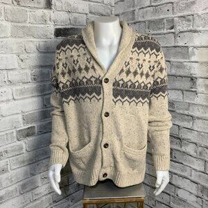 Windriver Fair Isle Cardigan Sweater Mens XL Shawl Collar Nordic Grandpa Dad 90s